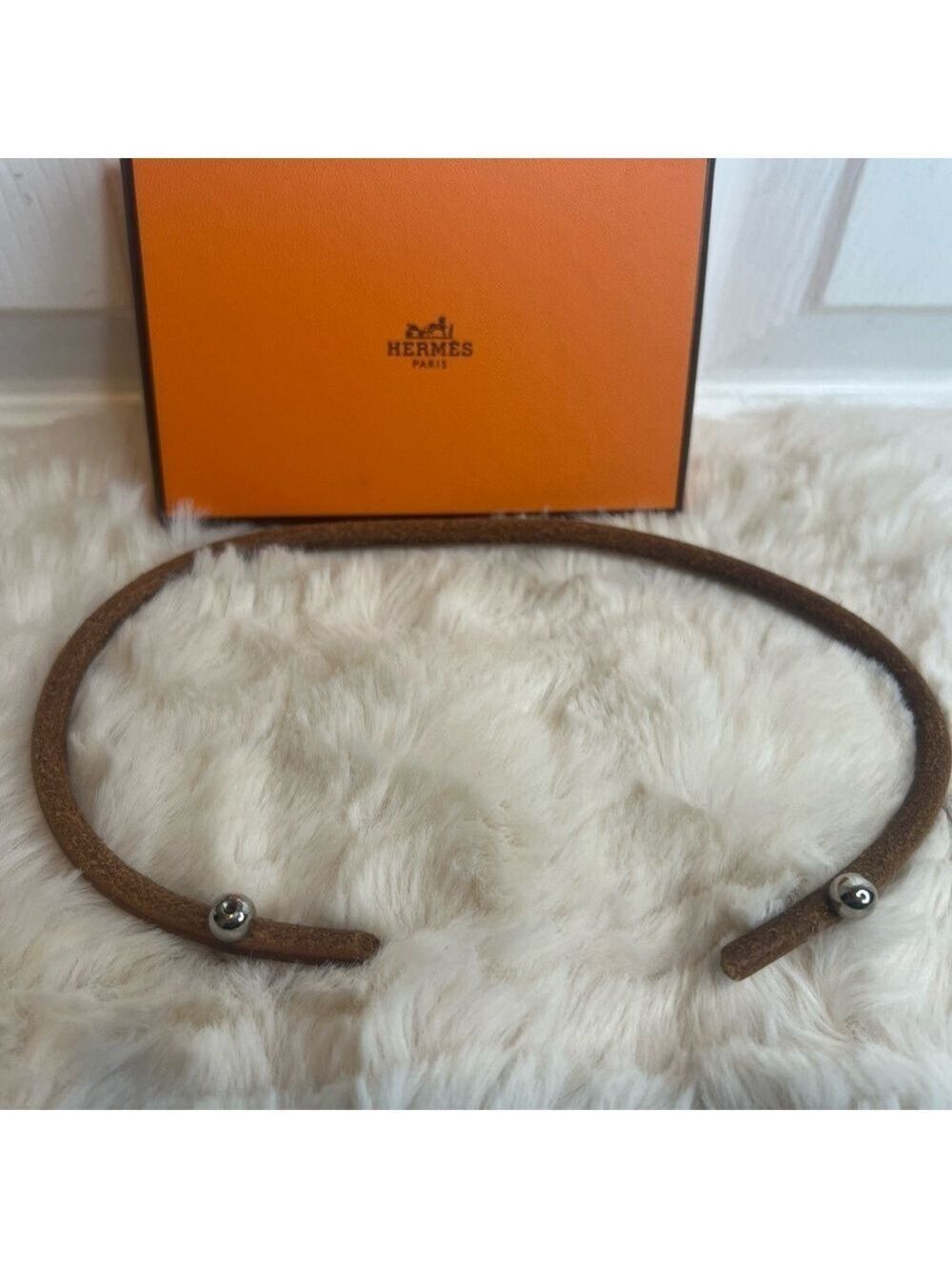 HERMES LEATHER BANGLE UNISEX BRACELET WITH BOX - Picture 13 of 15